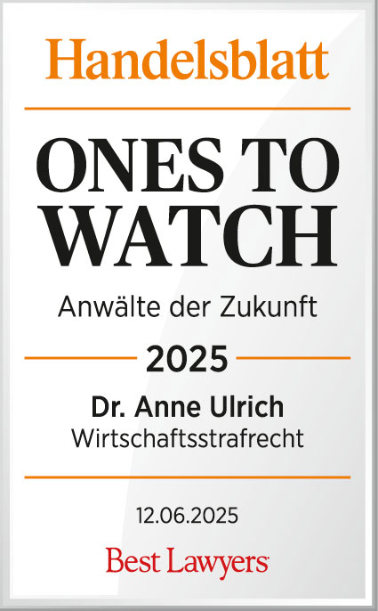 Zertfikat Handelsblatt Ones to watch 2025 Dr. Anne Ulrich